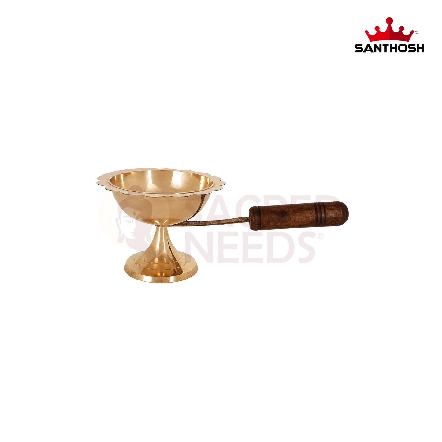 BRASS DHOOPKAL WITH WOODEN HANDLE