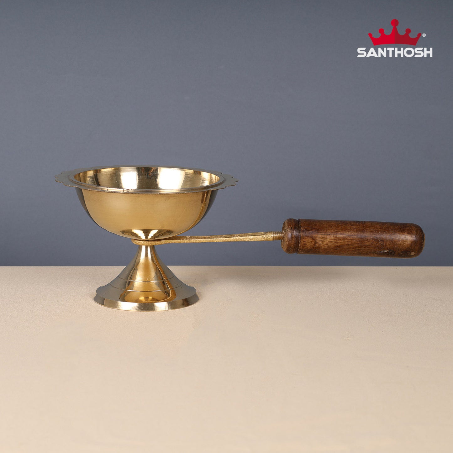 BRASS DHOOPKAL WITH WOODEN HANDLE