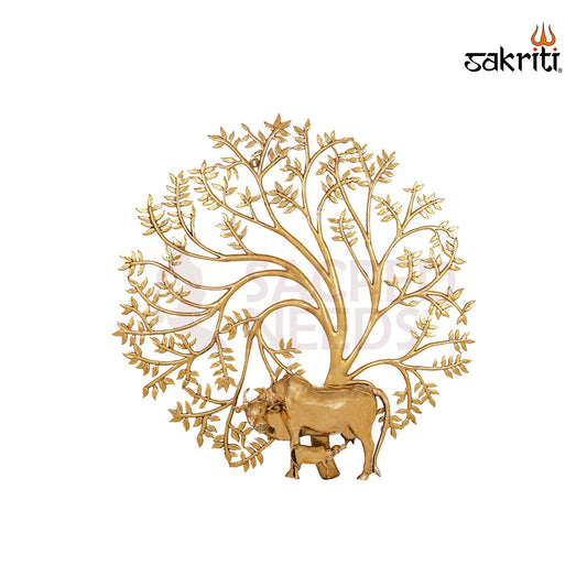 Pure Brass,Cow &Calf With Tree,Cow & Calf,Brass Tree,Pooja Room,Home Decor,Gift.