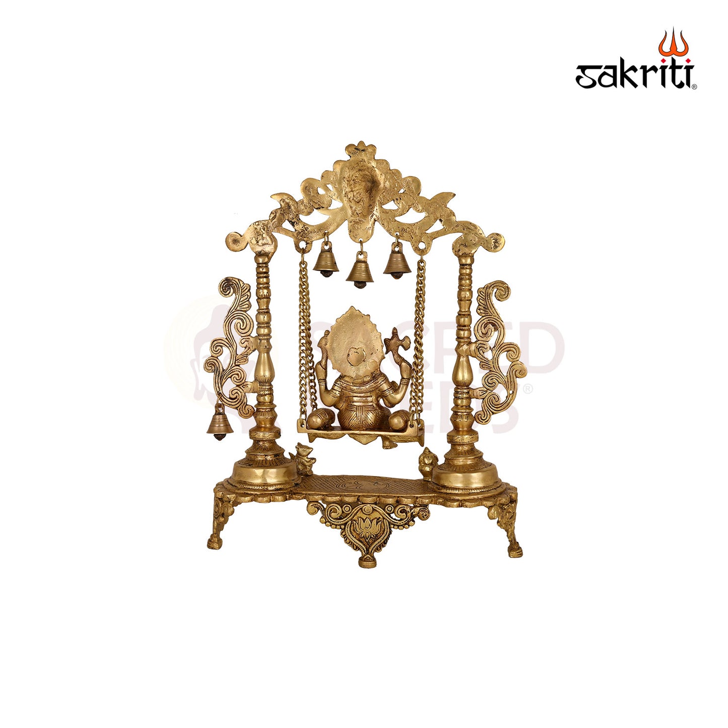 Brass Ganesha with Jhula – 18.3 Inch Height | Large Ganesha on Jhula Idol for Home Temple