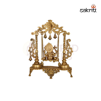 Brass Ganesha with Jhula – 18.3 Inch Height | Large Ganesha on Jhula Idol for Home Temple