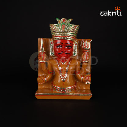 Marble Bheruji – 7.3 Inch Height | Handcrafted Bheruji Statue in White Marble