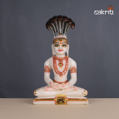 MARBLE JAIN TIRTHANKAR WITH SNAKE