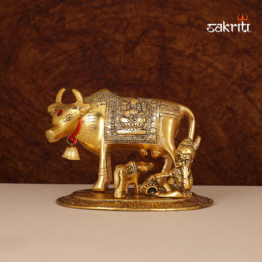 ALUMINIUM COW WITH LADOO KRISHNA