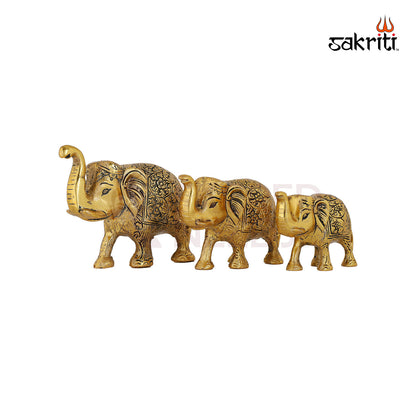 Aluminium Elephant Set Gold Polish – 5.2 Inch Handcrafted Decorative Accent