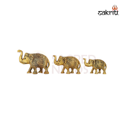 Aluminium Elephant Set Gold Polish – 5.2 Inch Handcrafted Decorative Accent
