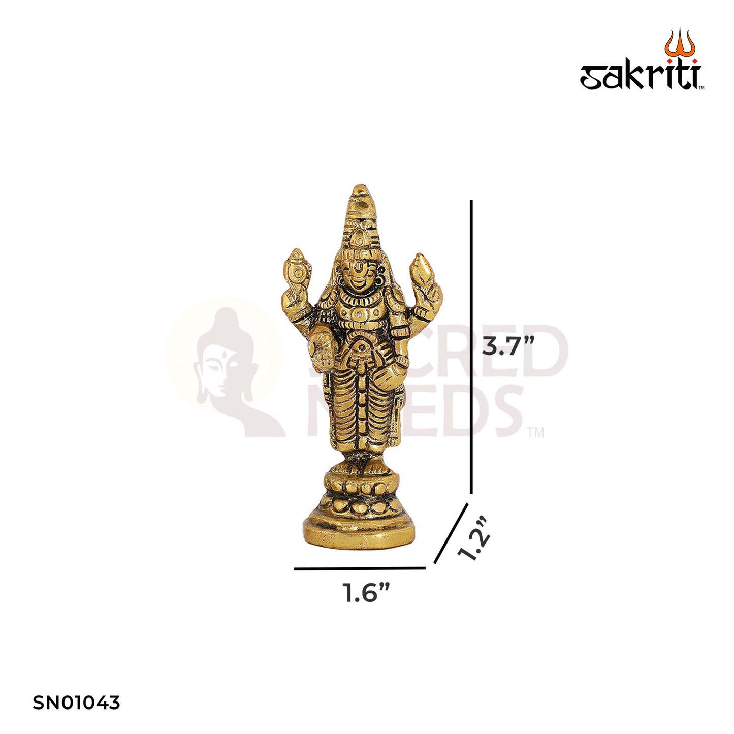 Aluminium Perumal Set Gold Polish – 3.7 Inch Miniature God Idol Set for Worship