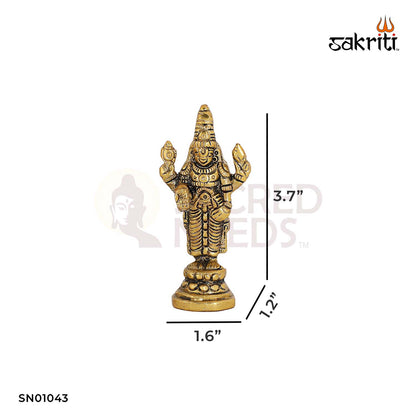 Aluminium Perumal Set Gold Polish – 3.7 Inch Miniature God Idol Set for Worship