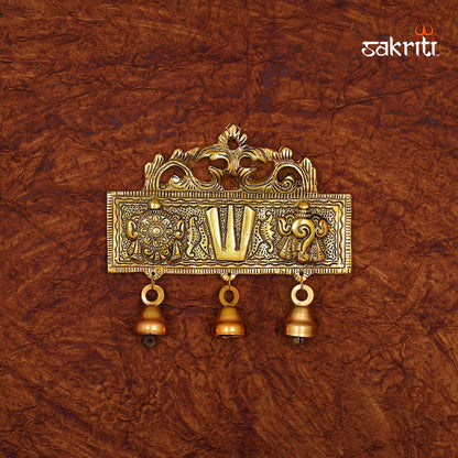 ALUMINIUM SHANKH CHAKRA NAMAM PLATE WITH BELL