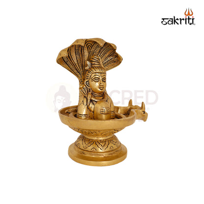 BRASS SHIVAN LINGAM WITH SNAKE