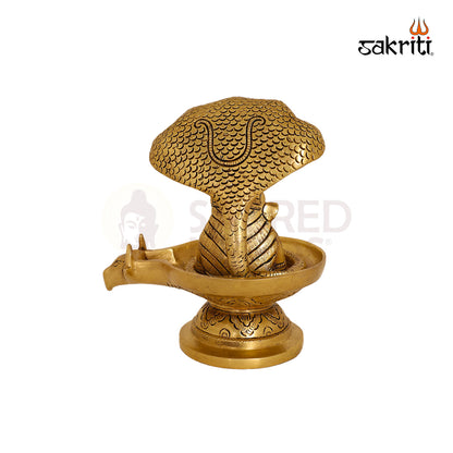 BRASS SHIVAN LINGAM WITH SNAKE