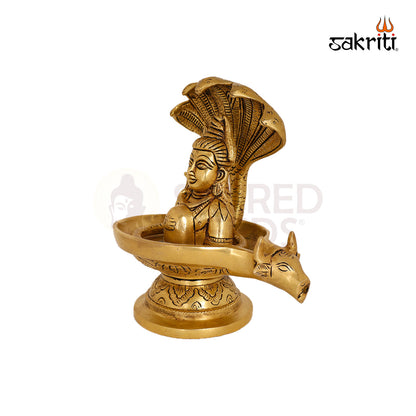 BRASS SHIVAN LINGAM WITH SNAKE