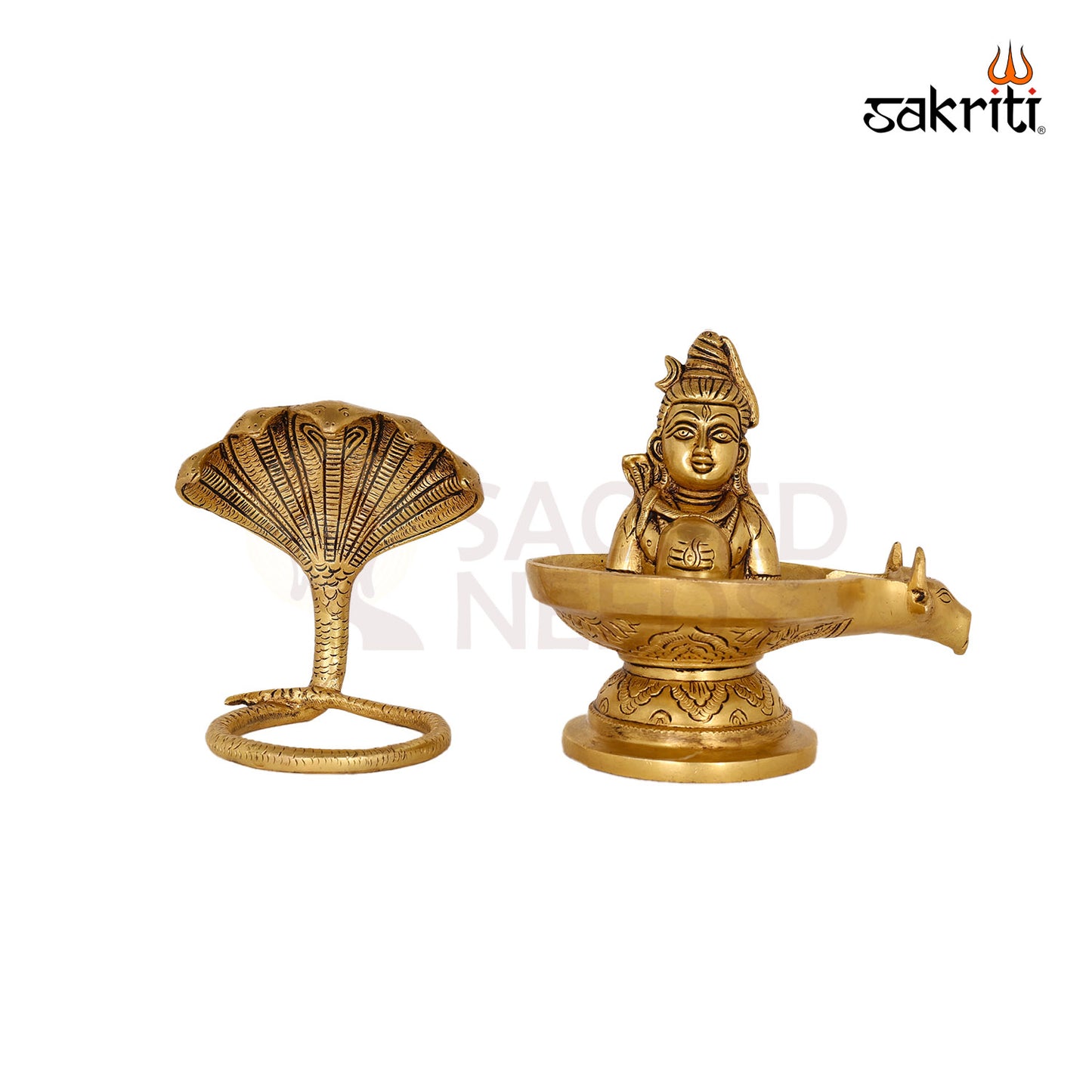 BRASS SHIVAN LINGAM WITH SNAKE