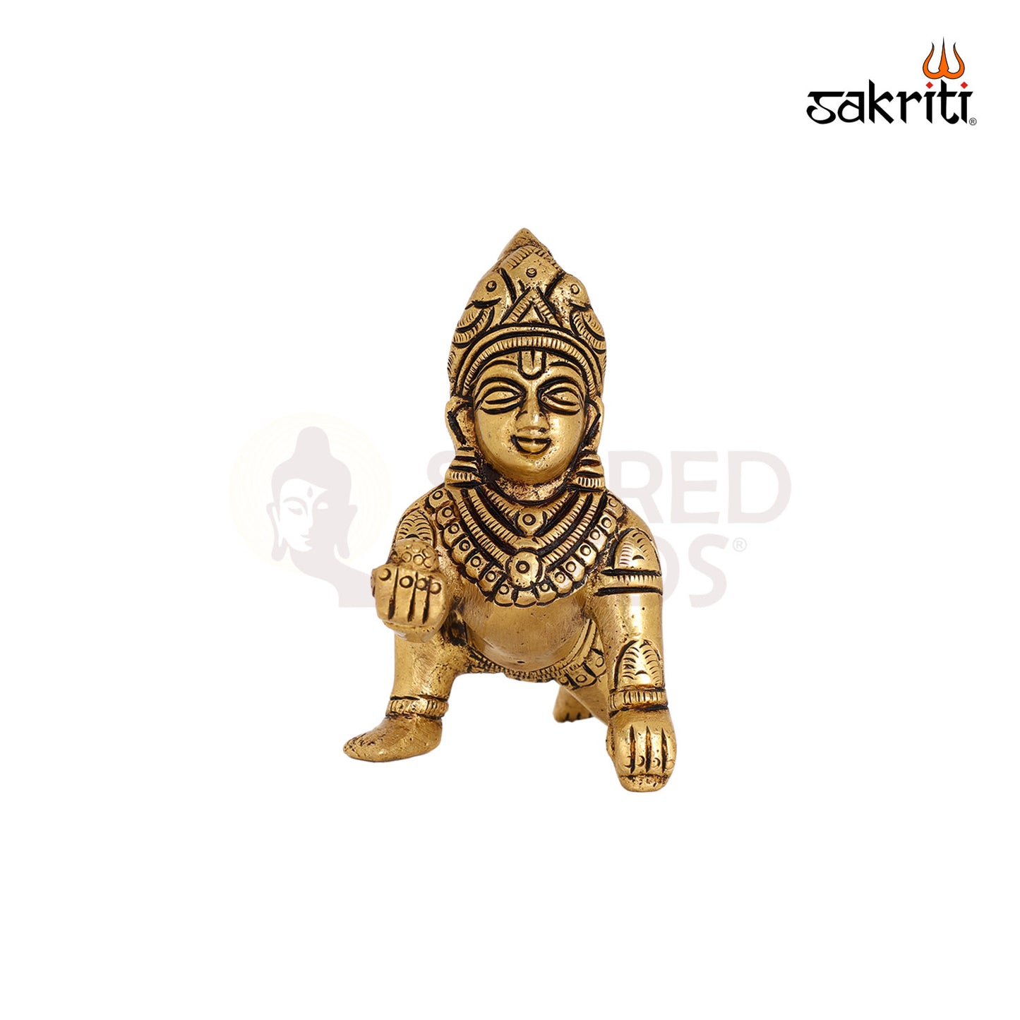 BRASS KRISHNA WITH LADOO