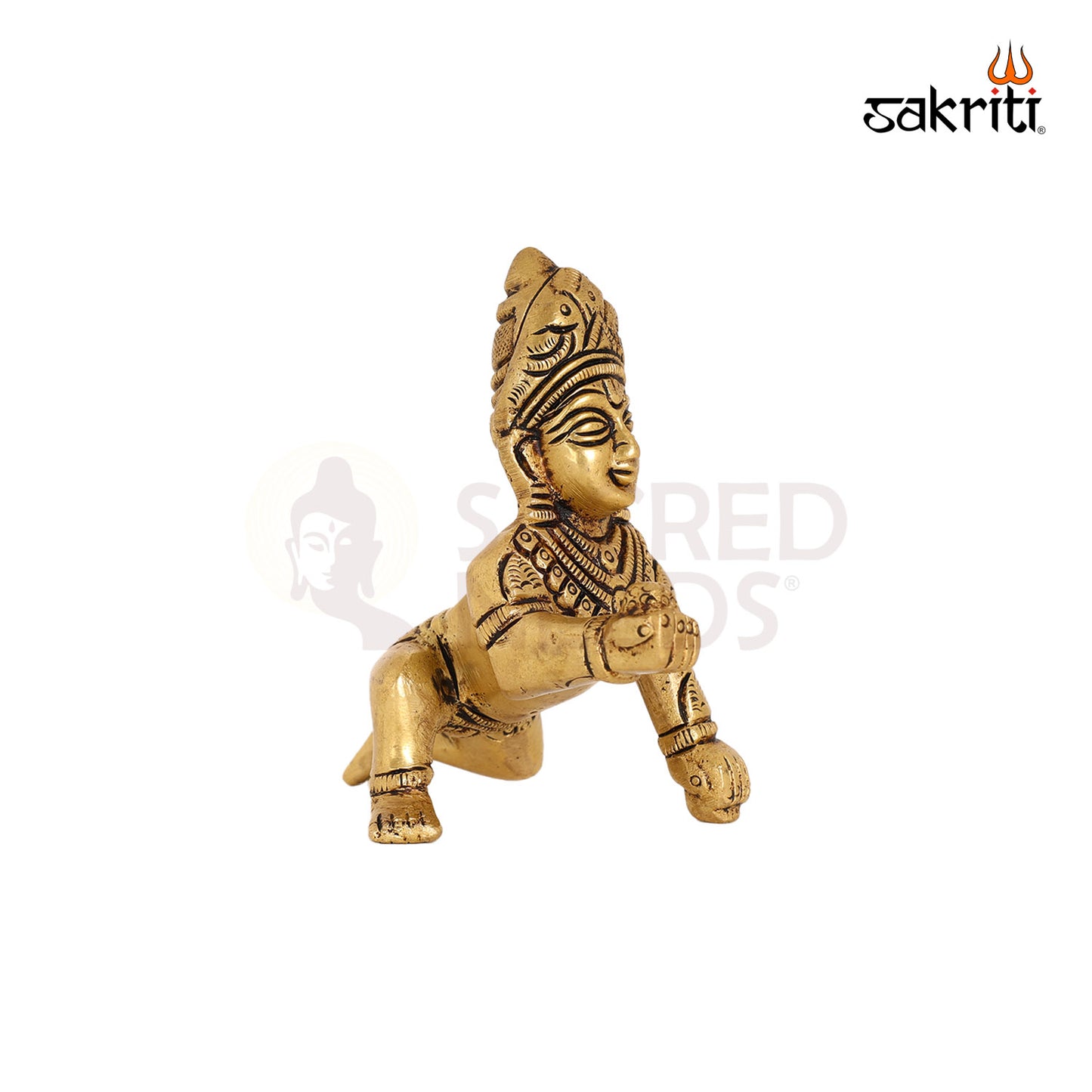 BRASS KRISHNA WITH LADOO