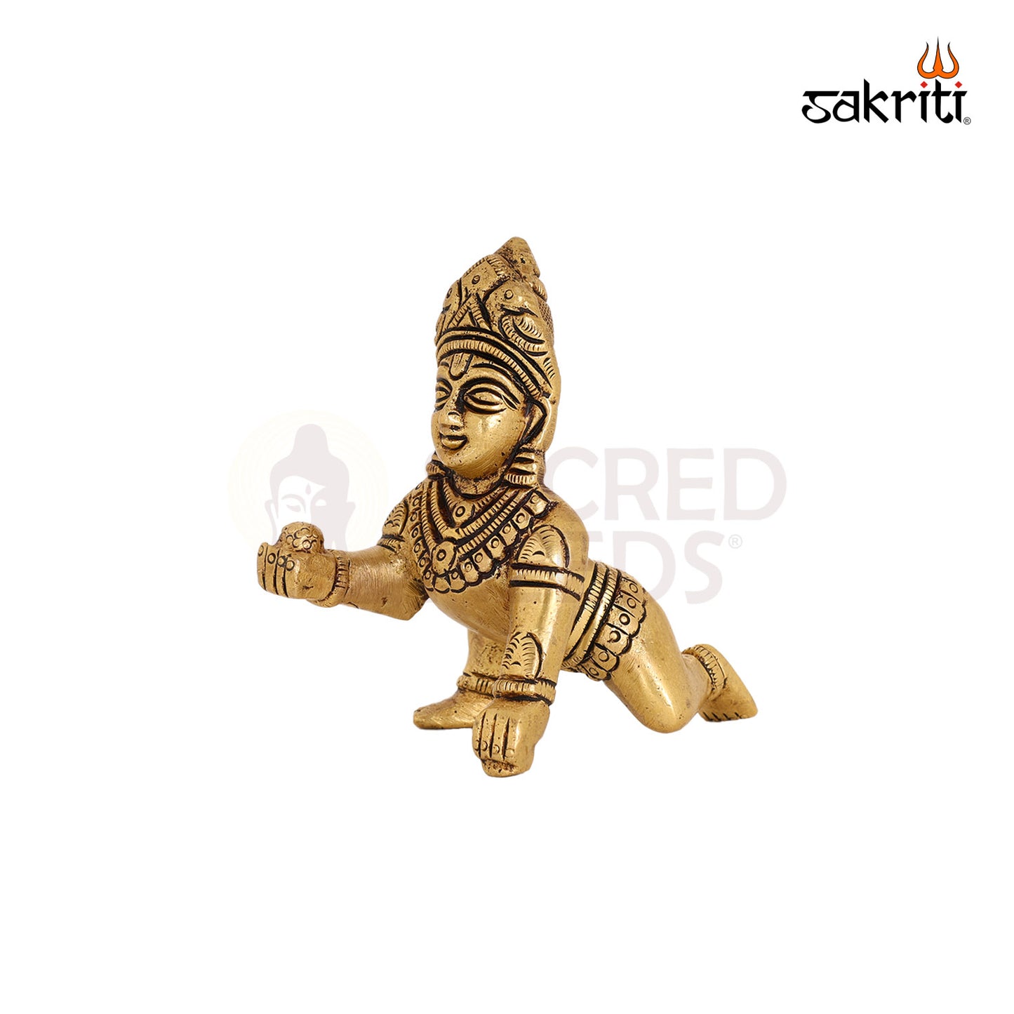 BRASS KRISHNA WITH LADOO