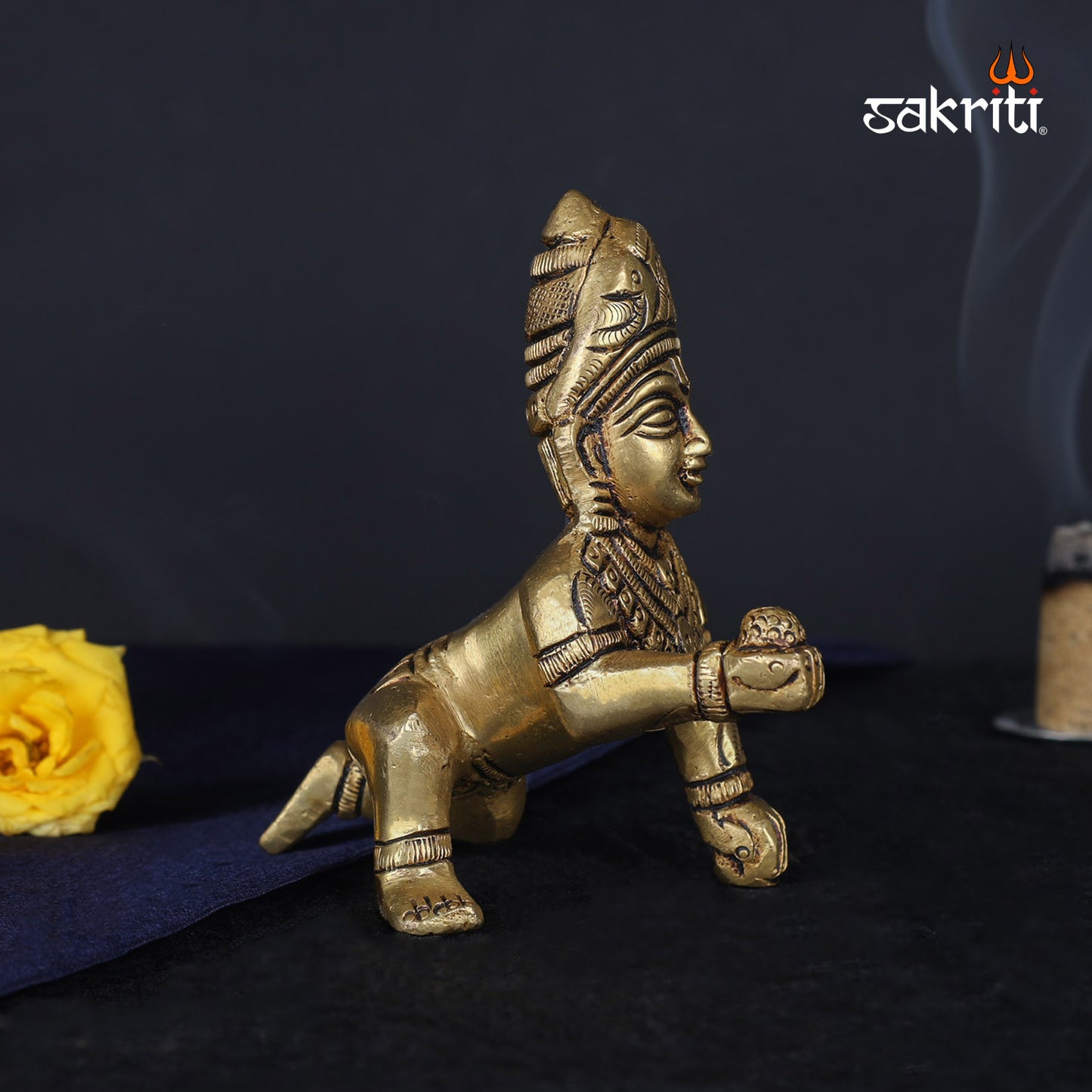 Pure Brass, Krishna with Ladoo,Krishnan,Krishna,Statue,Temple,Pooja Room,Home Decor,Gift