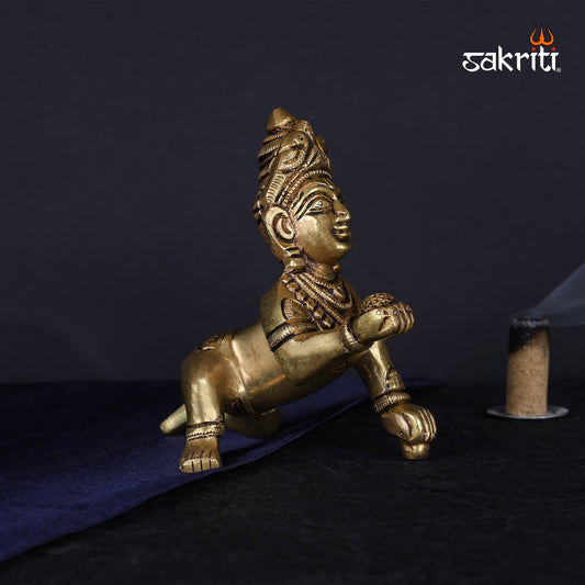 Pure Brass, Krishna with Ladoo,Krishna,Kishnan,Statue,Temple,Pooja Room,Home Decor,Gift