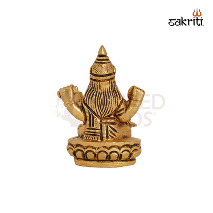 Brass Lotus Saraswathi – 2.7 Inch Goddess of Knowledge Idol for Students