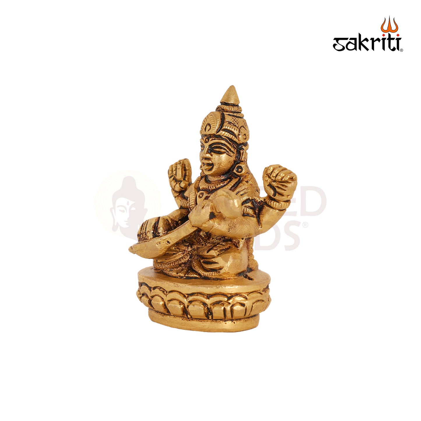 Brass Lotus Saraswathi – 2.7 Inch Goddess of Knowledge Idol for Students