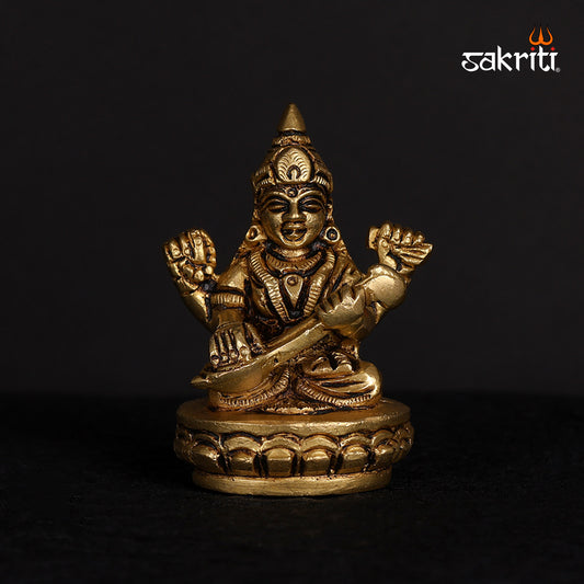 Pure Brass,Saraswathi,Devi,Amman,Statue,Temple,Pooja Room,Home Decor,Return Gifts.