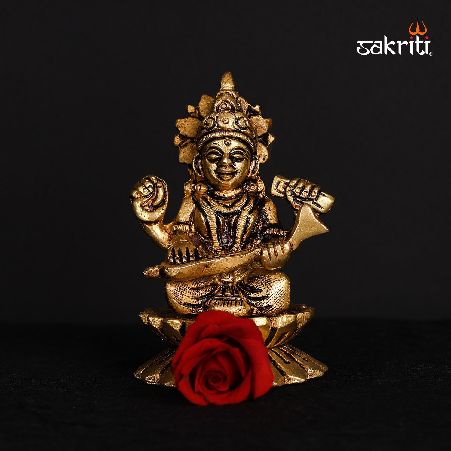 Pure Brass,Saraswathi,Saraswathy,Devi,Amman,Statue,Temple,Pooja Room,Home Decor,Gift