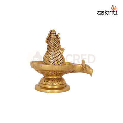 BRASS SHIVA LINGAM WITH NANDHI ABHISHEKAM