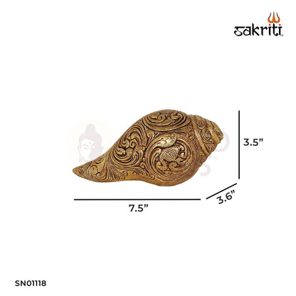 Brass Voice Shankh – 3.5 Inch Decorative Conch Shell with Sound