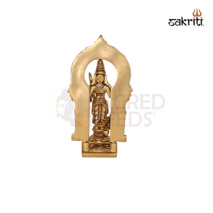 Brass Murugan with Arch – 7.5 Inch Lord Kartikeya Idol with Traditional Frame