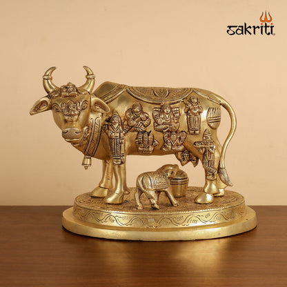 Pure Brass,Cow & Calf,Cow,Gomatha,Temple,Pooja Room,Home Decor,Gift.