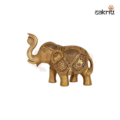 Brass Elephant Statue – 3.7 Inch Handcrafted Animal Figurine for Vastu and Decor