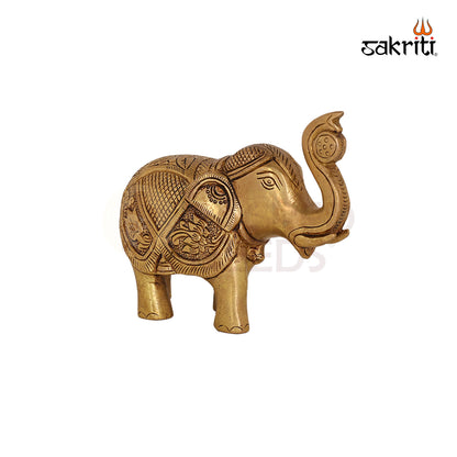 Brass Elephant Statue – 3.7 Inch Handcrafted Animal Figurine for Vastu and Decor