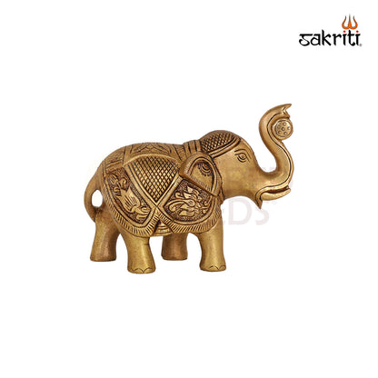 Brass Elephant Statue – 3.7 Inch Handcrafted Animal Figurine for Vastu and Decor