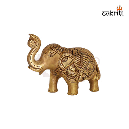 Brass Elephant Statue – 3.7 Inch Handcrafted Animal Figurine for Vastu and Decor