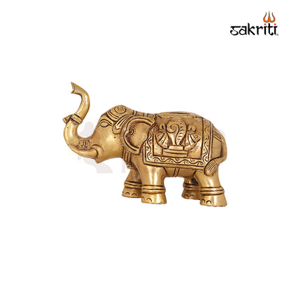 Brass Elephant Idol – 4.6 Inch Symbol of Wisdom and Prosperity