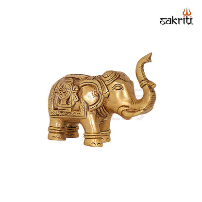 Brass Elephant Idol – 4.6 Inch Symbol of Wisdom and Prosperity