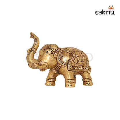 Brass Elephant Idol – 4.6 Inch Symbol of Wisdom and Prosperity