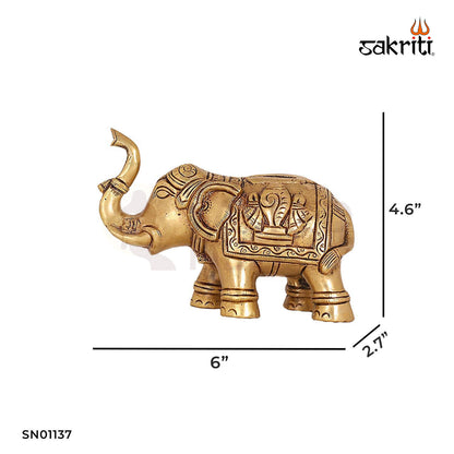 Brass Elephant Idol – 4.6 Inch Symbol of Wisdom and Prosperity