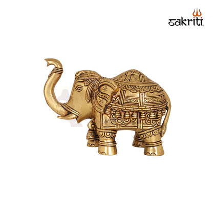 Brass Elephant Figurine – 5.2 Inch Majestic Sculpture for Good Luck
