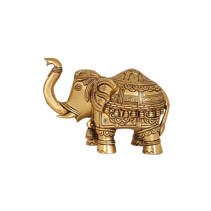 Brass Elephant Figurine – 5.2 Inch Majestic Sculpture for Good Luck