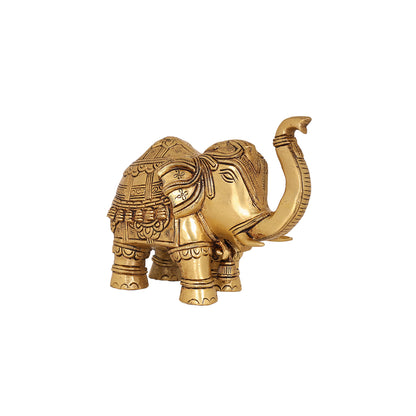 Brass Elephant Figurine – 5.2 Inch Majestic Sculpture for Good Luck