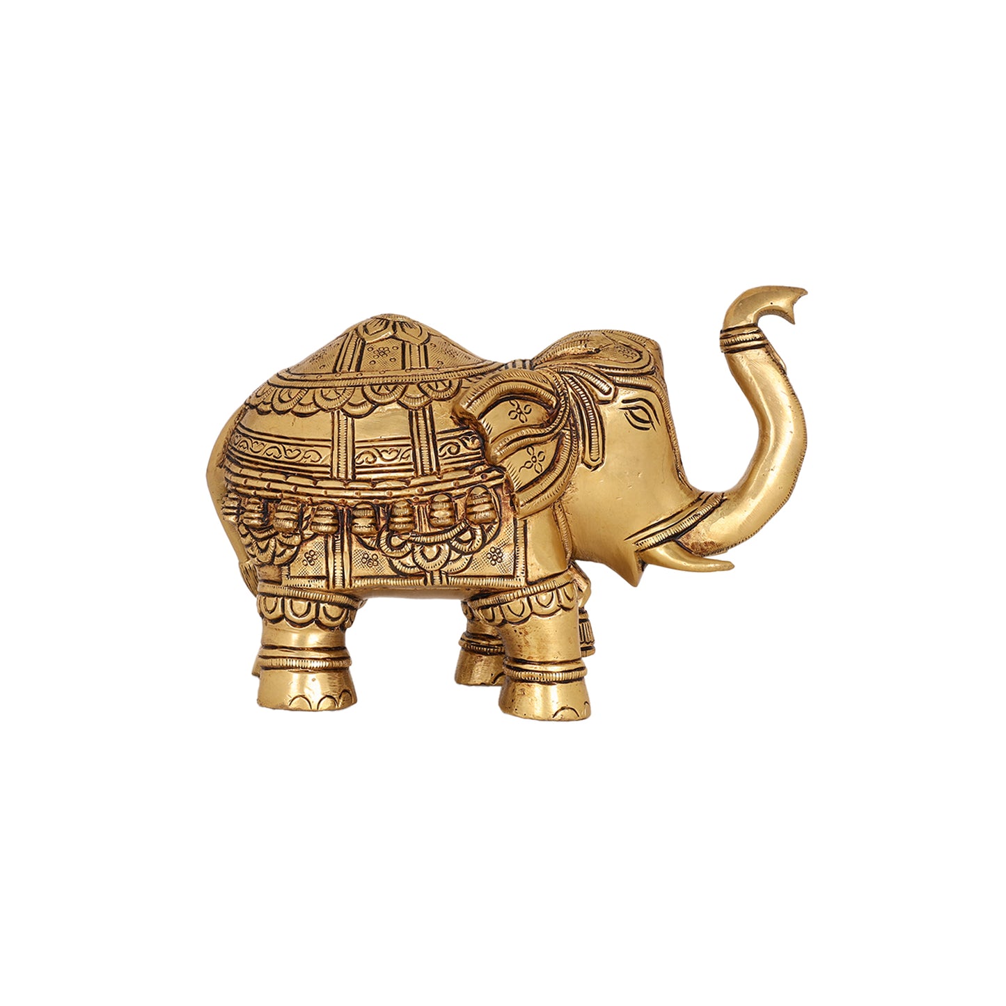 Brass Elephant Figurine – 5.2 Inch Majestic Sculpture for Good Luck