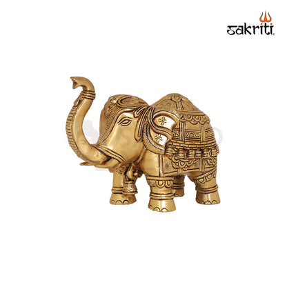 Brass Elephant Figurine – 5.2 Inch Majestic Sculpture for Good Luck