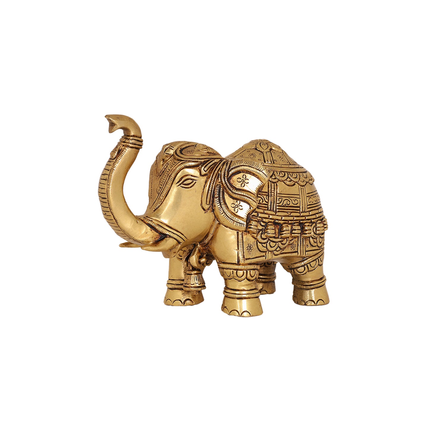 Brass Elephant Figurine – 5.2 Inch Majestic Sculpture for Good Luck