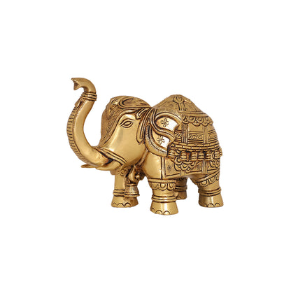 Brass Elephant Figurine – 5.2 Inch Majestic Sculpture for Good Luck