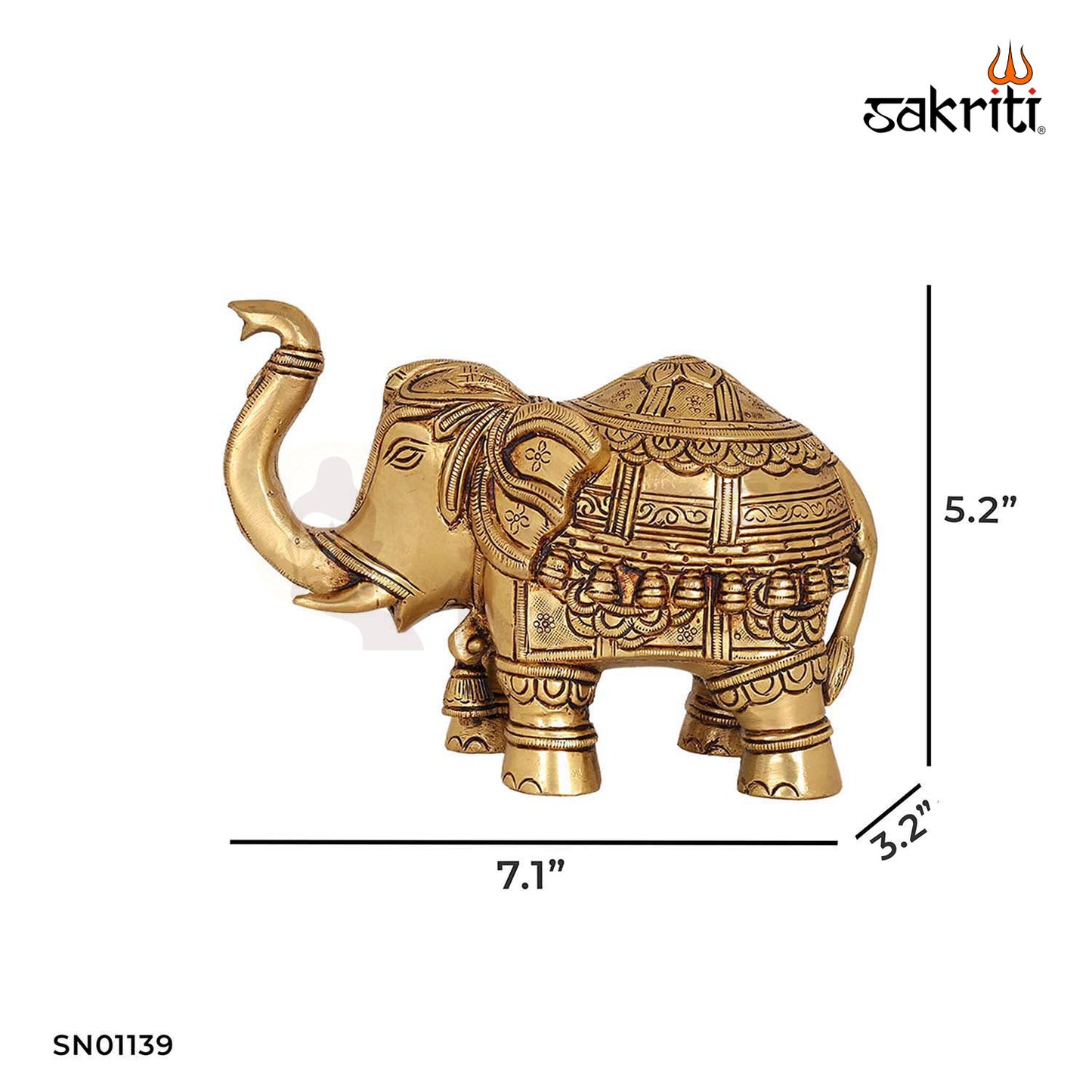 Brass Elephant Figurine – 5.2 Inch Majestic Sculpture for Good Luck