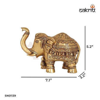 Brass Elephant Figurine – 5.2 Inch Majestic Sculpture for Good Luck