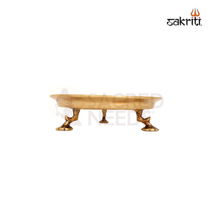 Brass Plate with Leg (Thali) – 2.3 Inch Traditional Ritual Plate with Base