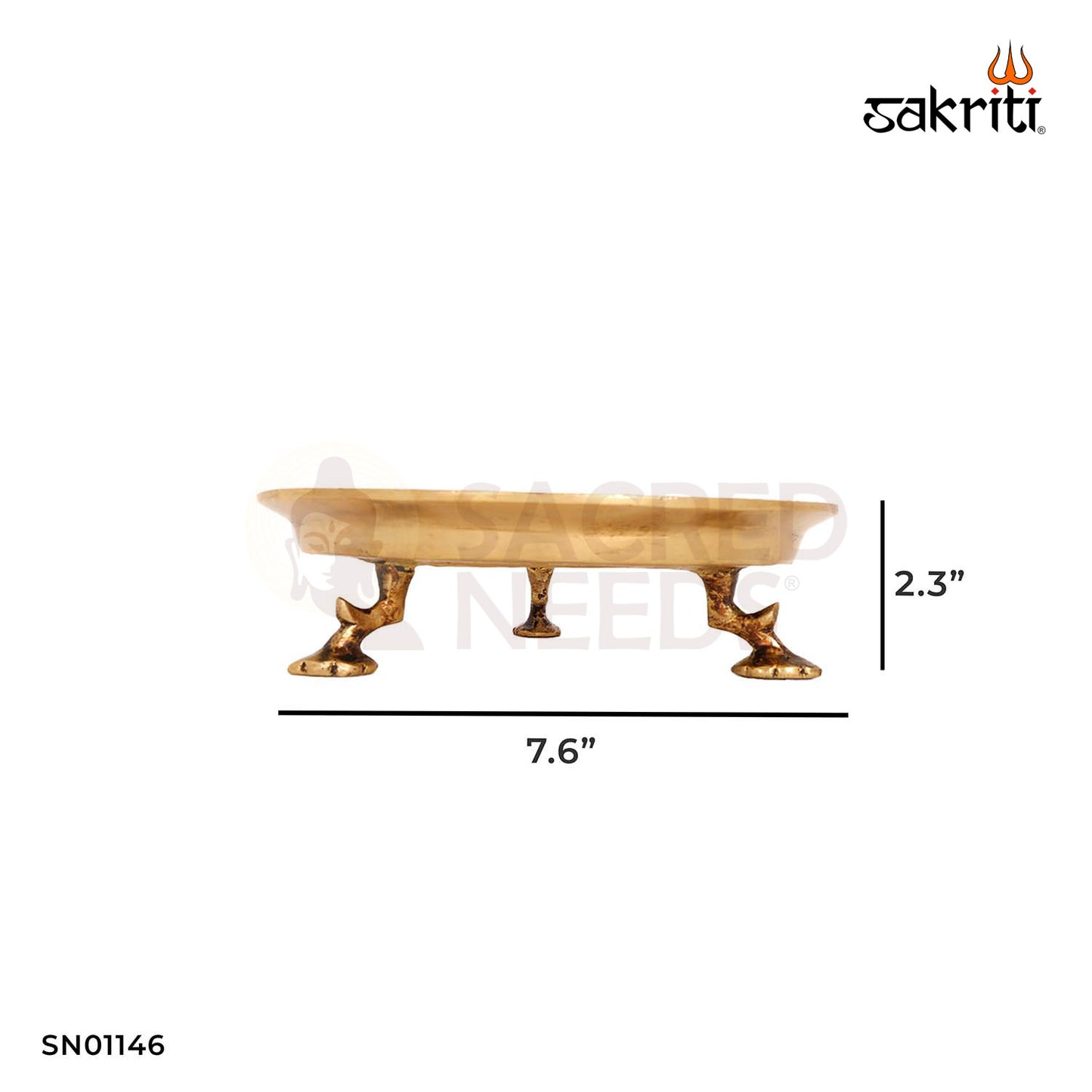 Brass Plate with Leg (Thali) – 2.3 Inch Traditional Ritual Plate with Base