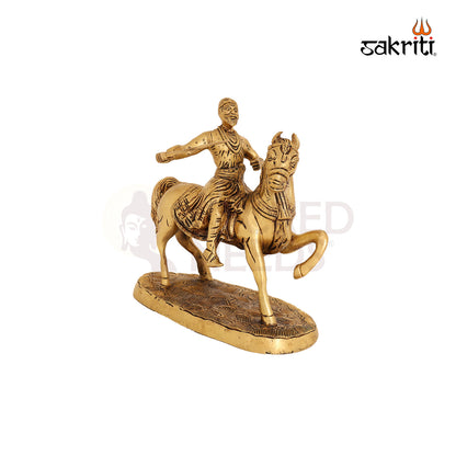 BRASS SIVAJI WITH HORSE